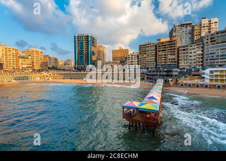 Ägypten, Alexandria, Stanley Strand bei Sonnenuntergang Stockfoto