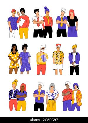 Eine Sammlung von Gelegenheitsarbeitern, Einzelpersonen und Gemeinschaft. Personen posieren Vektor Illustration. Stock Vektor