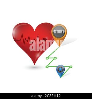 Kardio-Ziel-Übung Konzept Illustration Design auf weißem Hintergrund Stock Vektor