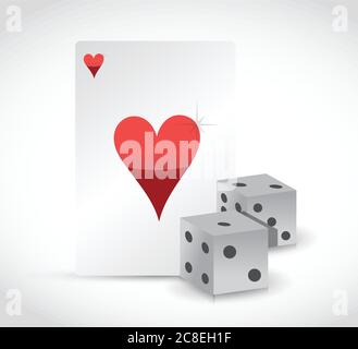 Spielkarten und Würfel Illustration Design auf weißem Hintergrund Stock Vektor