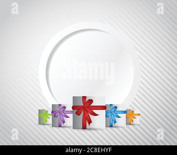 Geschenk präsentiert Karte Illustration Design auf weißem Hintergrund Stock Vektor