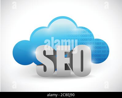 Cloud Computing seo Text Illustration Design auf einem weißen Hintergrund Stock Vektor