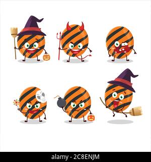 Halloween Ausdruck Emoticons mit Cartoon-Charakter von halloween Streifen Süßigkeiten Stock Vektor