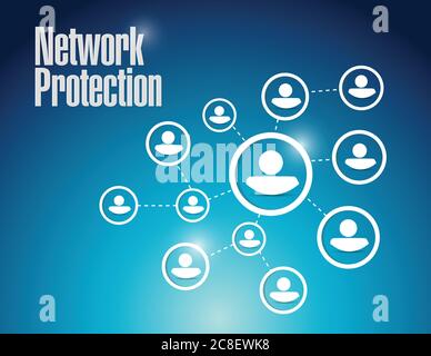 Abbildung des Netzwerkschutzes auf blauem Hintergrund Stock Vektor
