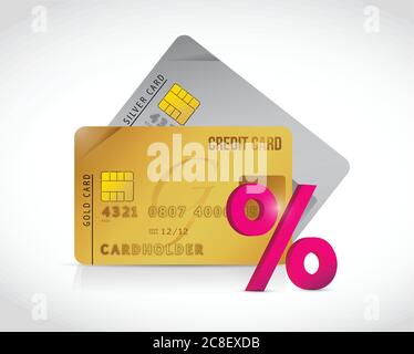 Kreditkarten- und Prozentzeichen-Illustration auf weißem Hintergrund Stock Vektor