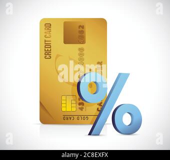 Kreditkarten-T und blaue Prozentdarstellung auf weißem Hintergrund Stock Vektor