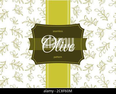 Olivgrün-Nahtloses Muster. Für Etiketten oder Karton-Designvorlage, Verpackung oder Stoff. Vektor dekorativen Olivenzweig. Stock Vektor