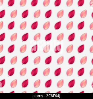 Nahtloser Hintergrund mit rosa und kastanienbraunen Herbstblättern. Stock Vektor