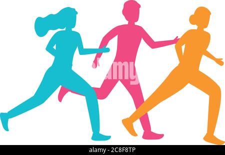 Junge Menschen Silhouetten laufen Avatare Zeichen Vektor Illustration Design Stock Vektor