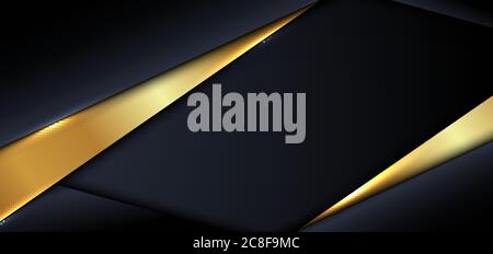 Abstraktes Banner Design Vorlage modernen Luxus blau und Gold Dreieck überlappenden Schicht auf dunklen und Schatten Hintergrund. Vektorgrafik Stock Vektor