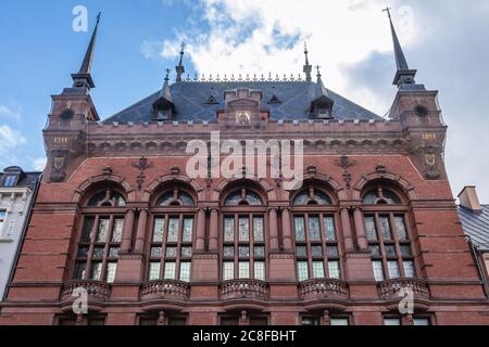 Fassade des Artus-Landgutes Kulturinstitution in der Altstadt von Torun, Woiwodschaft Kujawien Pommern in Polen Stockfoto