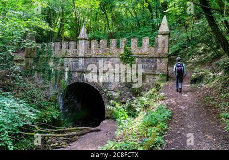 Zu Fuß bis zum Daneway Eingang zum Sapperton Canal Tunnel auf der jetzt stillschweige Thames und Severn Canal in der Nähe von Sapperton in Gloucestershire UK Stockfoto