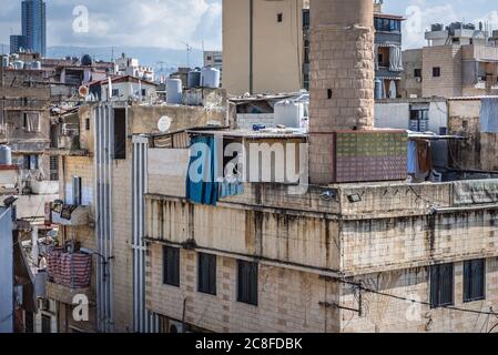 Häuser in Sin el Fil Vorort von der Brücke über Beirut, Libanon Stockfoto