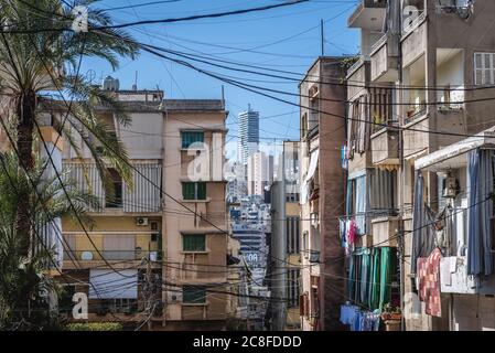 Häuser in Sin el Fil Vorort östlich von Beirut im Matn Bezirk des Mount Libanon Governorate, Libanon Stockfoto