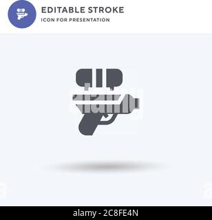 Wasserpistole Symbolvektor, gefüllt flaches Zeichen, solides Piktogramm isoliert auf weiß, Logo-Illustration. Symbol für Wasserpistole zur Präsentation. Stock Vektor