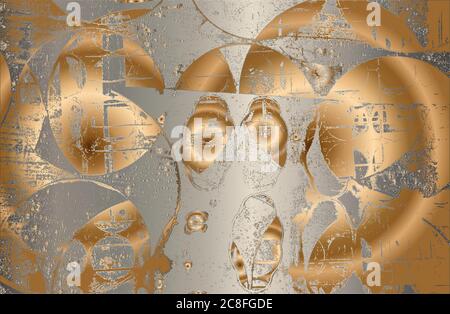Luxus goldener Stahl Metall Gradienten Hintergrund mit verzweifelten Metallplatte Textur und abstrakten Gradienten. Stock Vektor