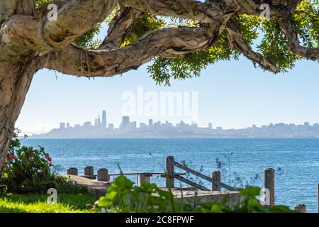San Francisco Skyline von Sausalito aus gesehen. Stockfoto