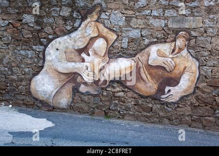 Geographie / Reisen, Italien, Sardinien, Murales in Orgosolo, Barbagia, Zentralsardinien, Sardinien, Additional-Rights-Clearance-Info-not-available Stockfoto