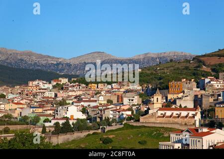 Geographie / Reisen, Italien, Sardinien, Blick Richtung Orgosolo mit dem Fogl von Sopramonte, Barbagia, , Additional-Rights-Clearance-Info-not-available Stockfoto