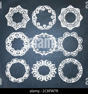 Kollektion von 9 dekorativen Kreidetafel Rahmen Stock Vektor