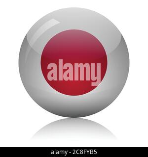 Japanische Flagge Glaskugel auf Licht Spiegel Oberfläche Vektor Illustration Stock Vektor