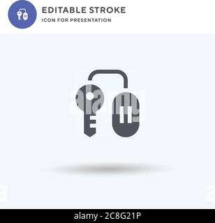 Symbolvektor für Zimmerschlüssel, gefülltes flaches Schild, solides Piktogramm isoliert auf Weiß, Logo-Illustration. Raumschlüssel-Symbol für Präsentation. Stock Vektor