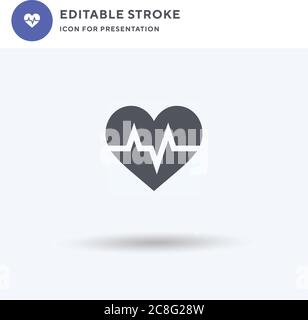 Herz-Schlag-Symbolvektor, gefülltes flaches Zeichen, solides Piktogramm isoliert auf Weiß, Logobilder. Herzschlag-Symbol für die Präsentation. Stock Vektor
