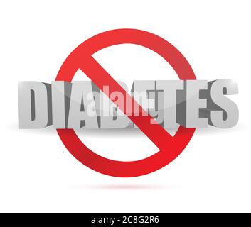 Kein Diabetes-Zeichen Illustration Design auf einem weißen Hintergrund Stock Vektor