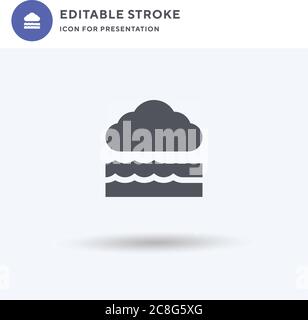 Stormy Icon Vektor, gefüllt flache Zeichen, solide Piktogramm isoliert auf weiß, Logo-Illustration. Stormy Icon für die Präsentation. Stock Vektor