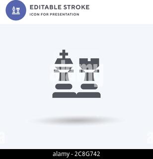 Schach-Symbol-Vektor, gefüllt flache Zeichen, solide Piktogramm isoliert auf weiß, Logo-Illustration. Schach-Symbol für Präsentation. Stock Vektor