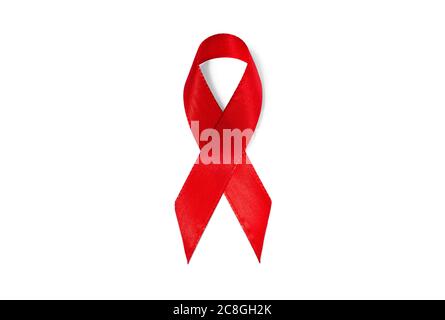 Symbolbild Bewusstsein Band Rot, Band, Zeichen der Solidarität, AIDS, HIV, Herzkrankheit, Tuberkulose Stockfoto
