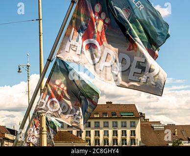 Dennis Hopper Flaggen in Basel, Schweiz Stockfoto