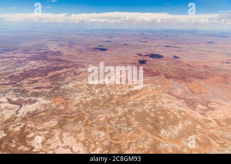 Luftaufnahme von Painted Desert, Petrified Forest National Park, Arizona, USA Stockfoto