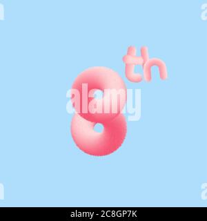 Nummer 1 realistische 3D Pelz-Effekt. Vektor-Illustration für Ihre Achte realistische 3D Pelz-Effekt-Nummer Kollektion Design Geburtstag, Jubiläum, Christus Stock Vektor