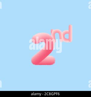 Nummer 2. Realistische 3D-Pelz-Effekt. Vektor-Illustration für Ihre zweite realistische 3D Pelz-Effekt-Nummer Kollektion Design Geburtstag, Jubiläum, Christus Stock Vektor
