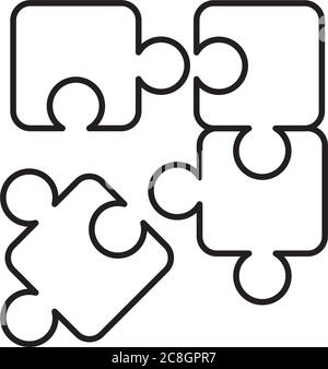 puzzle-Rätsel Symbol über weißem Hintergrund, Linienstil, Vektor-Illustration Stock Vektor