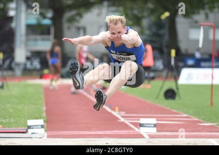 Bern, Wankdorf. Juli 2020. 24.07.2020, Bern, Wankdorf Stadion, Leichtathletik: Citius Champs Bern Meeting, Benjamin Gfoehler. Kredit: SPP Sport Presse Foto. /Alamy Live Nachrichten Stockfoto