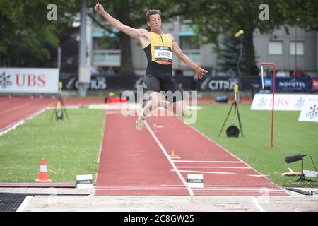 Bern, Wankdorf. Juli 2020. 24.07.2020, Bern, Wankdorf Stadion, Leichtathletik: Citius Champs Bern Meeting, Simon Ehammer. Kredit: SPP Sport Presse Foto. /Alamy Live Nachrichten Stockfoto