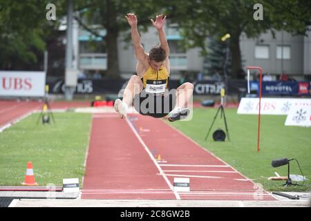 Bern, Wankdorf. Juli 2020. 24.07.2020, Bern, Wankdorf Stadion, Leichtathletik: Citius Champs Bern Meeting, Simon Ehammer. Kredit: SPP Sport Presse Foto. /Alamy Live Nachrichten Stockfoto