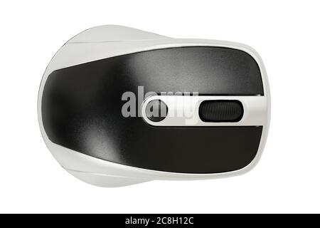 Draufsicht kabellose Computermaus isoliert auf weiß Stockfoto