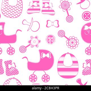 vektor-Illustration eines nahtlosen Hintergrund mit einem neugeborenen Mädchen Sammlung Stock Vektor