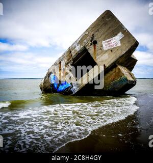 blockhaus aus dem Zweiten Weltkrieg, Le Hourdel, Cayeux sur Mer, Somme, Hauts-de-France, Frankreich Stockfoto