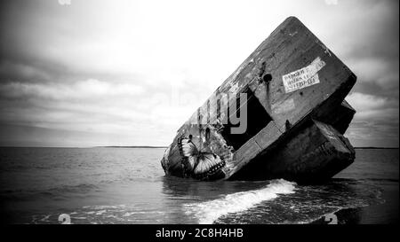 blockhaus aus dem Zweiten Weltkrieg, Le Hourdel, Cayeux sur Mer, Somme, Hauts-de-France, Frankreich Stockfoto