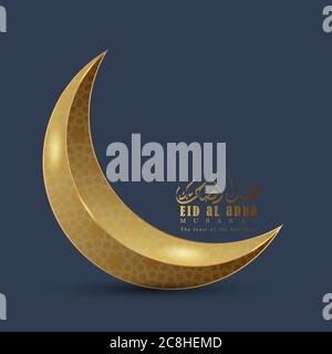 Vektor Illustration eines muslimischen Feiertags Eid al-Adha. Eid ul adha mubarak wird in Urdu Kalligraphie geschrieben. Cresent oder Mond mit Laterne Stock Vektor