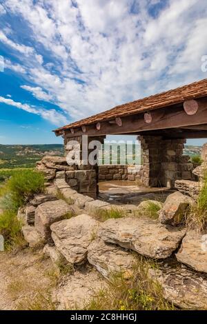 River Bend Overlook, erbaut vom CCC in den 1930er Jahren, im Theodore Roosevelt National Park, North Unit, in North Dakota, USA Stockfoto