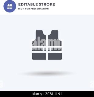 Rettungsweste Symbolvektor, gefülltes flaches Schild, solides Piktogramm isoliert auf weiß, Logo-Illustration. Symbol für Rettungsweste zur Präsentation. Stock Vektor