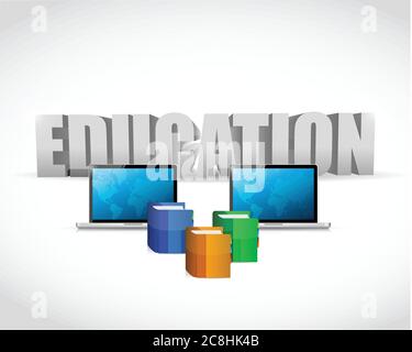 Bildungskonzept. Laptops und Bücher. Illustration Design über weiß Stock Vektor