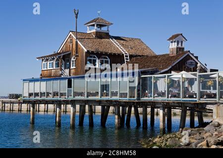 Pier Cafe in Seaport Village, San Diego, California, USA Stockfoto