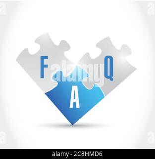 FAQ Puzzle Stücke Illustration Design auf weißem Hintergrund Stock Vektor