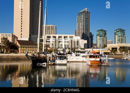 Seaport Village & Embarcadero Marina, San Diego, Kalifornien, USA Stockfoto